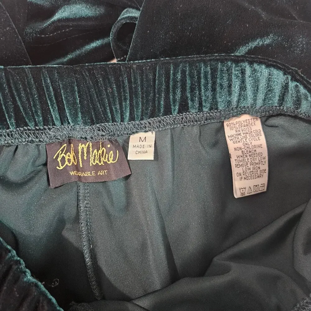 Vintage Bob Mackie Wearable Art Green Velour Velvet Pull-on Pants size Medium - Picture 6 of 7